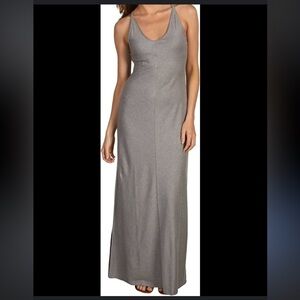 PATAGONIA Kamala Gray Cross-Back Maxi Summer Minimalist Gorpcore Dress‎ sz S